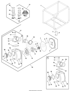 Water Pump (073052) Diagram and Parts List for 073052-00 WP-2RS Briggs and Stratton Water Pump